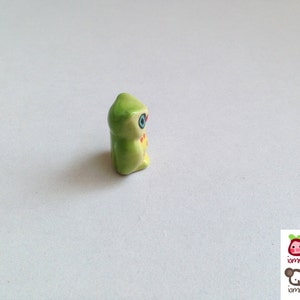 Miniature Owl Figurine, miniature ceramic owl, ceramic owl figure, miniature animal, mini animal, tiny, little owl, decoration, green image 4