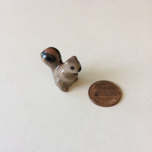 Miniature Ceramic Squirrel Figure, miniature squirrel, grey, gray, miniature animal, decoration, little, tiny, ceramic animal, figurine
