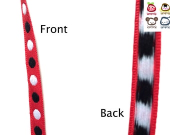 Poka Dot Trim, red, black, white, dots, trim, trims, 5 YARDs, 450 cm, 3/8 inch, 1 cm, fabric, ribbon, craft, card, gift wrap, RED ONLY