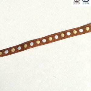 Dot Trim, brown, yellow, white, trim, trims, 5 YARDs, 450 cm, 3/8 inch, 1 cm, fabric, ribbon, craft, card, gift, gift wrap, BROWN ONLY image 2