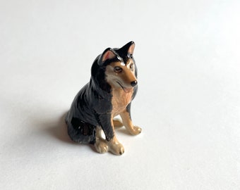 Miniature Dog figure, German Shepherd, Black brown, Ceramic Dog Figure, pets, figure, animal figurine, animal figurine, Alsatian, puppy
