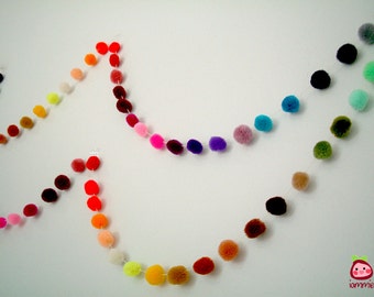 Pom Pom Garland, garen pom pom slinger, feest, bruiloft, garenbal, kleurrijk, regenboog, mobiel, carnaval, decoratie, iammie, 18 voet, 6 werven
