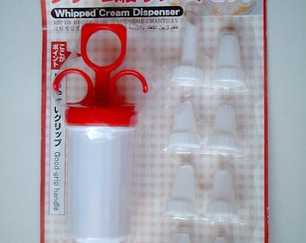 Whip cream Dispenser, whipcream, mold, light clay, Japan, craft, polyclay, polymer clay, EIGHT tips, food decoration, white, red, iammie