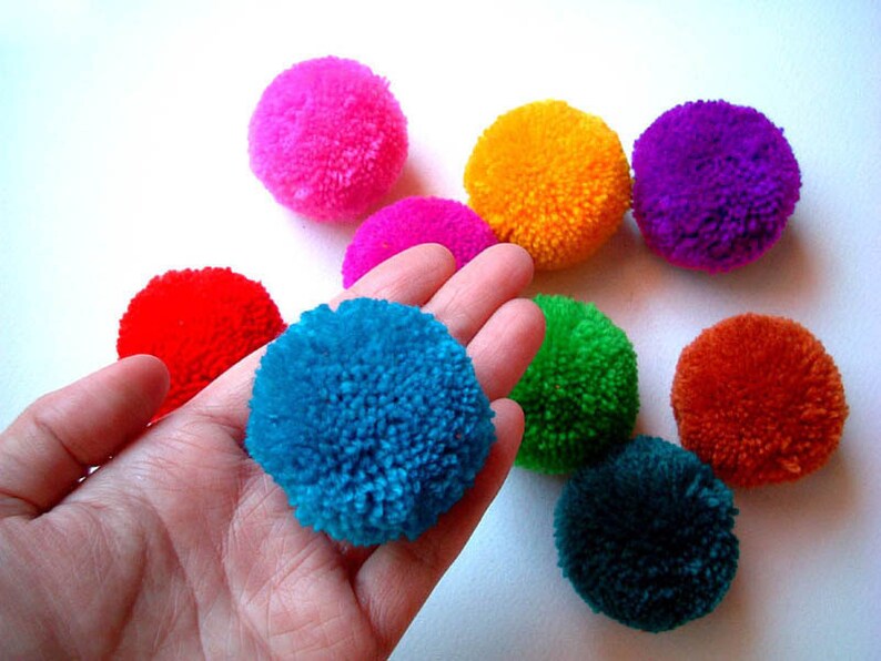 Party Yarn Pom Poms Handmade Pom Pom Yarn Balls Pink Etsy