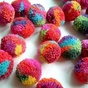 Mixed Colors Pom Poms, yarn pom poms, cotton pom pom, yarn balls, beads, pompom, party decoration, birthday, 50 pom poms, Handmade, colorful image 2