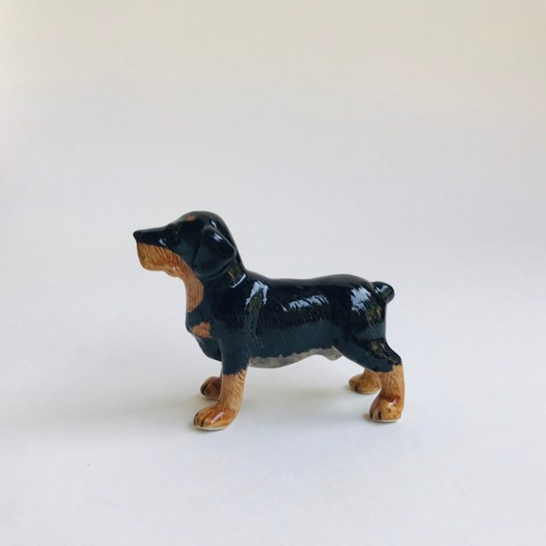 Dog Figure, Rottweiler, Black Brown Ceramic Dog Figure, Ceramic Figure ...