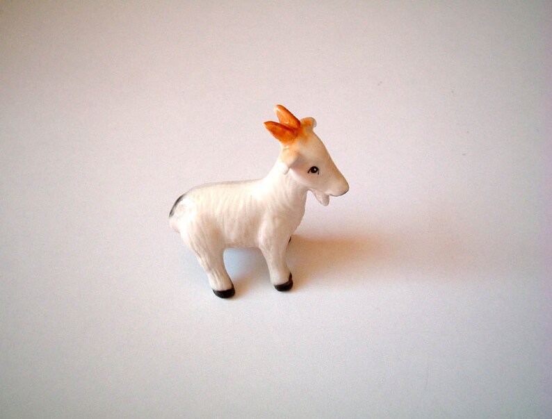 Little White Ceramic Goat: vintage style, mini animal, ceramic animal, tiny animal, little animal, decoration, miniature animal, mini, small image 4