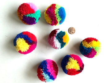 Verschiedene gemischte Garn Pom Poms, Pom Pom, Poms, Wollknäuel, Mint, gelb, Orange, Limette, grün, Pink, Braun, blau, Off-White, 20 Pom Poms, Tüll