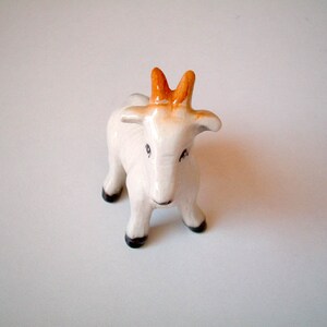 Little White Ceramic Goat: vintage style, mini animal, ceramic animal, tiny animal, little animal, decoration, miniature animal, mini, small image 2