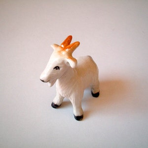 Little White Ceramic Goat: vintage style, mini animal, ceramic animal, tiny animal, little animal, decoration, miniature animal, mini, small image 1