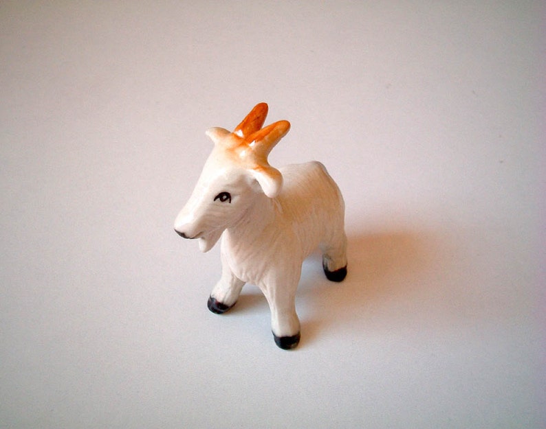 Little White Ceramic Goat: vintage style, mini animal, ceramic animal, tiny animal, little animal, decoration, miniature animal, mini, small image 1