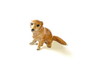 Dog figure, Golden Retriever, brown, sitting, pets, puppy, Ceramic Dog Figure, ceramic figure, animal figure, dog figurine, animal figurine