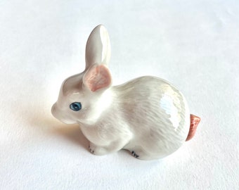 White Rabbit Figure, ceramic rabbit, bunny figure, miniature rabbit, bunny figurine, white, hare, ceramic animal, mini, little, decor