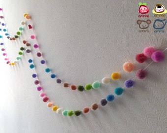 Pom Pom Garland, garen pom pom garland, pastel, party, bruiloft, garens bal, kleurrijke, regenboog, mobiel, carnaval, decoratie, 18 voet, 6 werven