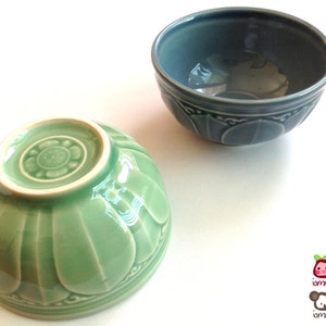 Ceramic Bowl, blue, flower, flower bowl, rice bowl, soup bowl, sauce, round, mini, small, decoration, bowl, bali, thai, luxury, lotus image 5