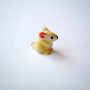 Miniature Mouse Figurine, yellow, ceramic animal, little animal, tiny animal, ceramic mouse, tiny mouse, hamster, miniature mice, mini mouse