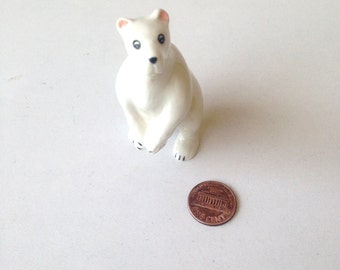 Bear Figure, polar bear, ceramic bear, miniature bear, bear figure, white, ceramic animal, mini, little, winter, snow, cartoon, figurine