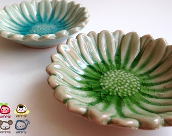 Ceramic Plate, sunflower, flower, ceramic saucer, soap dish, green, sauce, small, ceramic bowl, decoration, decor, decorative, saucer, round