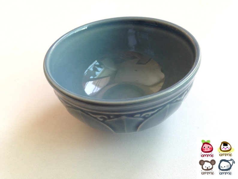 Ceramic Bowl, blue, flower, flower bowl, rice bowl, soup bowl, sauce, round, mini, small, decoration, bowl, bali, thai, luxury, lotus image 2