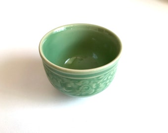 Teacup, Ceramic Teacup, chinese tea cup, green, flower, porcelain, tea cup, mini bowl, mini, small, decoration, bowl, chinese, thai, drink