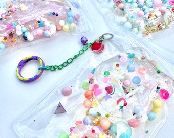 SOFT Squishy Toys, Fun Glittering Glamorous, slow rise, clear, transparent, glitters, colorful, rainbow, party, pink, keychain, Tamagotchi