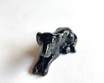 Dog figure, Black, lying, dog, puppy, Ceramic Dog Figurine, ceramic figure, animal figure, dog figurine, animal figurine, labrador, decor