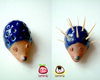 Ceramic Porcupine, blue porcupine figure, figurine, hedgehog, mini, ceramic animal, tiny, small animal, little animal, decor, miniature