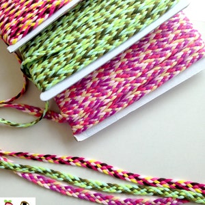 Trim, braid, braid trim, pink, green, yellow,purple, trims, fabric trim, ribbon, card decoration, 3 patterns, 3 yards, 3/8 inch wide, 1 cm