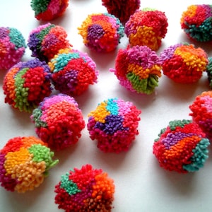 Mixed Colors Pom Poms, yarn pom poms, cotton pom pom, yarn balls, beads, pompom, party decoration, birthday, 50 pom poms, Handmade, colorful image 1