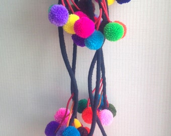 Pom Pom Strand, pom pom belt, ASSORTED, Bag Decor, handbag, bag charm, pom pom charm, decoration, decor, accessories, fringe, tassel