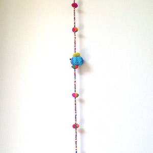 Amigurumi, knit doll, bee, pom pom garland, garland, party, wedding, flower, colorful, cute, rainbow, mobile, bell, decoration, 44"-46"