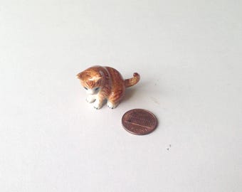 Ceramic Cat Figurine, Brown Orange kitten, Ceramic Cat Figure, little kitten figure, animal figure, cat figurine, mini animal figurine