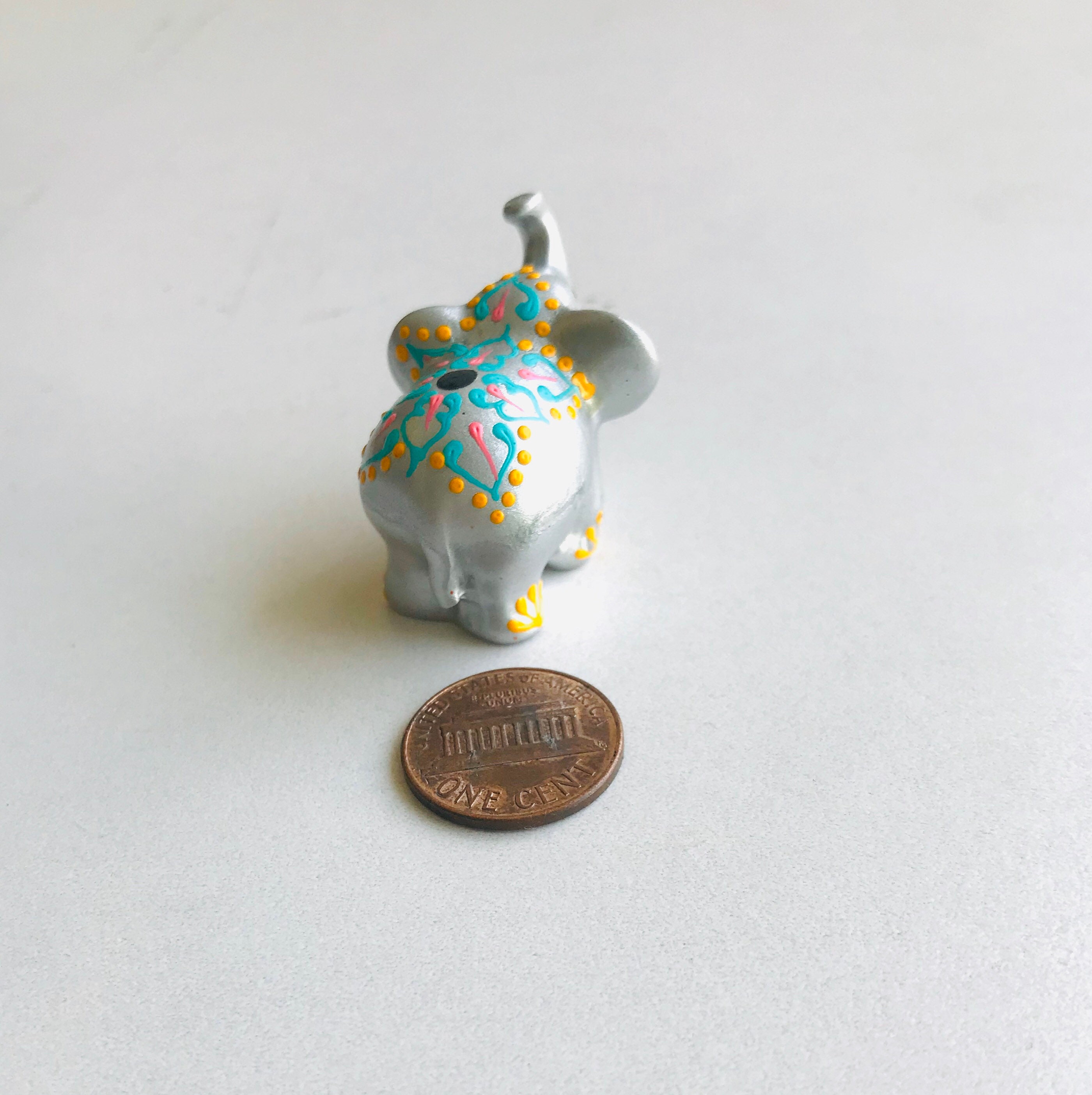 Miniature Elephant Figurine resin elephant silver Etsy