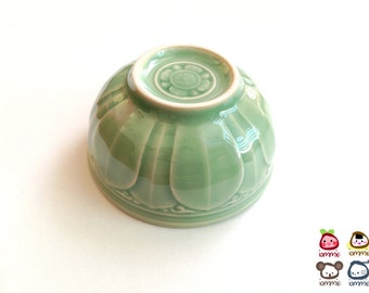 Ceramic Bowl, green, flower, flower bowl, rice bowl, soup bowl, sauce, round, mini, small, decoration, bowl, bali, thai, luxury, lotus