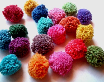 Rainbow Party Pom poms, yarn pom pom, cotton, yarn balls, beads, decoration, eco, party decoration, 50 poms, carnival, fancy, SALE, discount