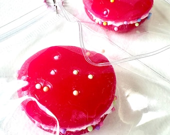 Raspberry with Cream Macaron Squishy Fidget Toy, Macaroon Squishy Keychain, Sweets Squishy, Squishy Keychain, Stress Relief Toys, Soft, Slow