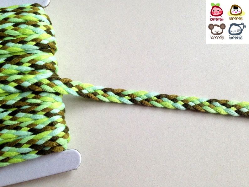 Trim, braid, braid trim, green, mint, brown, trims, fabric trim, ribbon, card decoration, iammie, 5 yards, 450 cm, 3/8 inch wide, 1 cm image 1