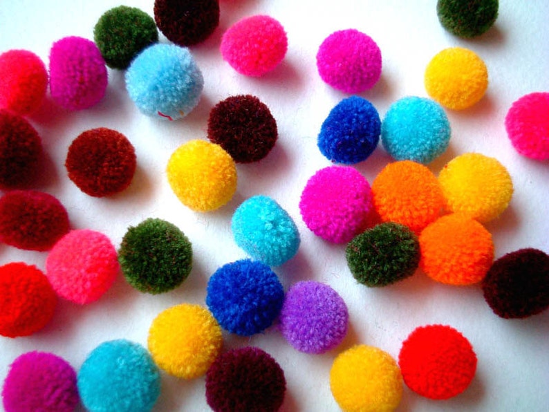Mini Handmade Party Yarn Pom Poms pompom colorful kid Etsy