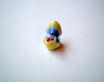 Little Bright Blue and Yellow Ceramic Bird, mini animal, ceramic animal, tiny animal, small animal, little animal, decoration, small, little