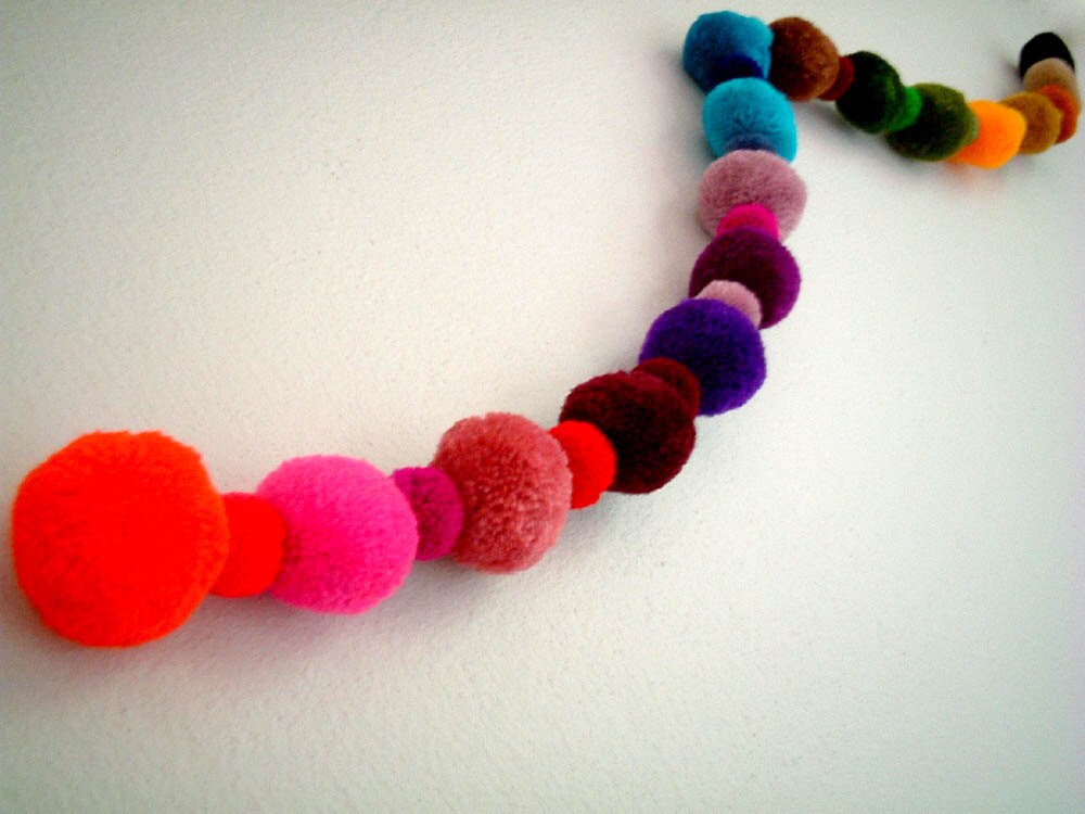 Party Yarn Pom Pom Garland Pom Poms Yarn Balls Purple Etsy