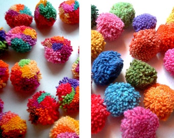 Plain and Multi Colors Pom Poms, party pom pom, yarn pom pom, yarn balls, yarn bead, decoration, party, 20 poms, discounted, SALE