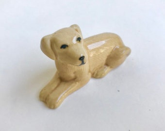 Dog figure, Brown, lying, dog, puppy, Ceramic Dog Figurine, ceramic figure, animal figure, dog figurine, animal figurine, labrador, decor