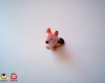 Miniature Ceramic Mouse, mouse figurine, mouse figure, ceramic animal, tiny animal, small animal, tiny mouse, hamster, mice, pink, orange