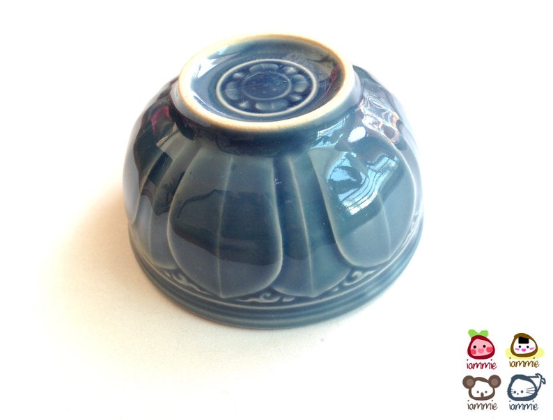 Ceramic Bowl, blue, flower, flower bowl, rice bowl, soup bowl, sauce, round, mini, small, decoration, bowl, bali, thai, luxury, lotus image 1