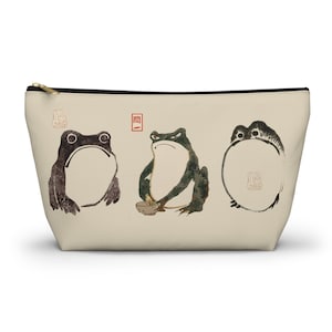 Hoji Frogs pencil case, Matsumoto Hoji frogs, zipper pouch, Japanese vintage art, accessories pouch, grumpy frogs bag, gift for frog lover