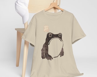 Hoji Frog T-Shirt: Japanese Vintage Art, Grumpy Toad Tee