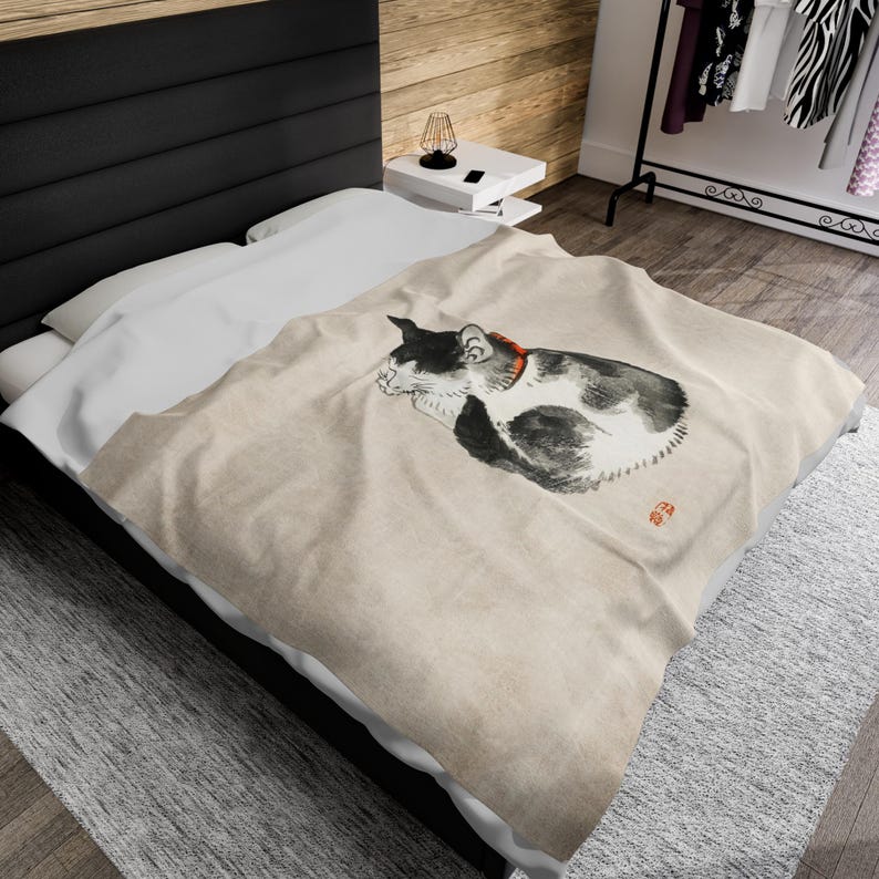 Sleeping Cat Throw Blanket: Japanese Ukiyo-e Art Fleece image 8