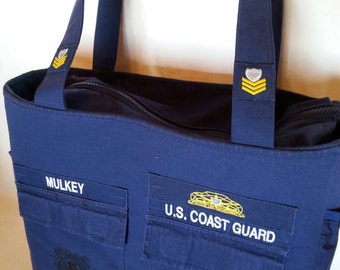 Handmade Coast Guard diaper bag made from your uniform custom made one of a kind