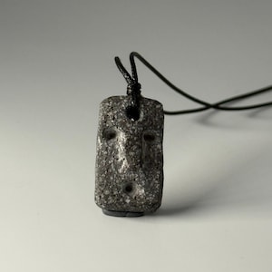 Hand Carved Stone Face Necklace – Primitive Amulet – Raw Rock Pendant – Artisan Tribal Jewelry | MANITIAN 004