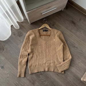 Vintage Polo Ralph Lauren Cable Knit Wool Brown W Sweater